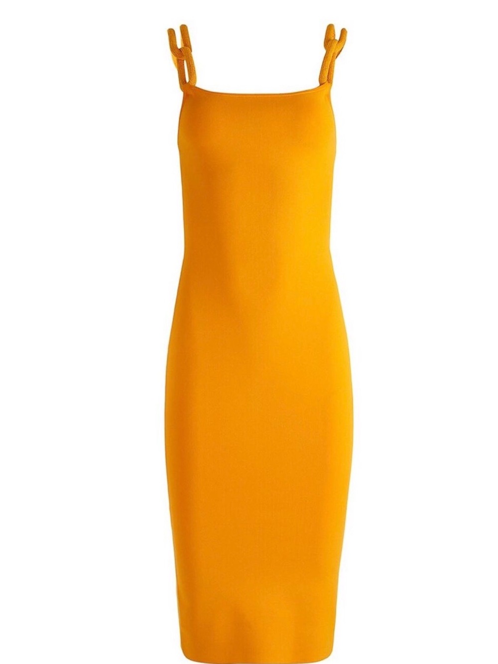 Alice + Olivia Knot-Strap Midi Dress in Tangerine